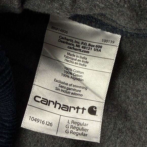 Carhartt Loose Fit Heavyweight Corduroy Jersey Lined Long Sleeve Shirt Large - Picture 8 of 12